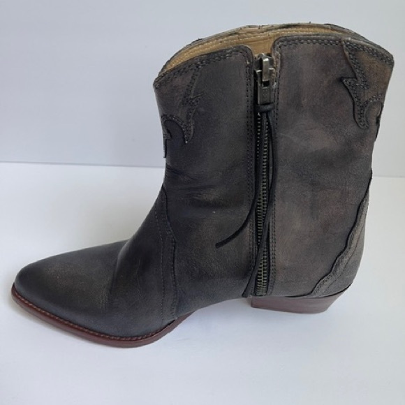 Free People Dark Brown Ankle Booties with Western Flair - Picture 1 of 8